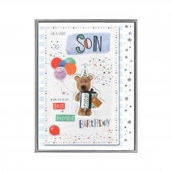 For A Great Son Best & Happiest Birthday Boxed Large Barley Party Bear With Balloons Card