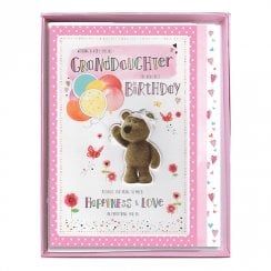 GrandDaughter The Very Best Birthday Boxed Large Barley Bear With Balloons Card
