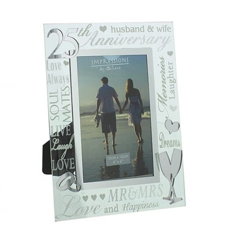 Impressions By Juliana 25th Silver Wedding Anniversary Photo Frame - 4 x 6