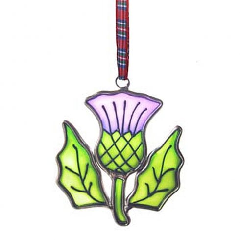 Islandcraft Stained Glass Thistle Hanging Ornament