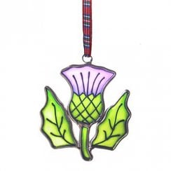 Stained Glass Thistle Hanging Ornament