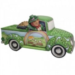 Leprechaun in Green Truck Figurine
