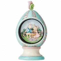 Revolving Egg With Bunnies And Chicks Figurine