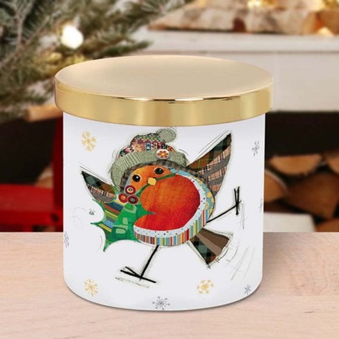 Lesser & Pavey Bug Art Christmas Robin Candle