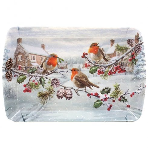 Lesser & Pavey Christmas Robins Small Tray