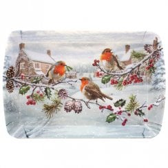 Christmas Robins Small Tray