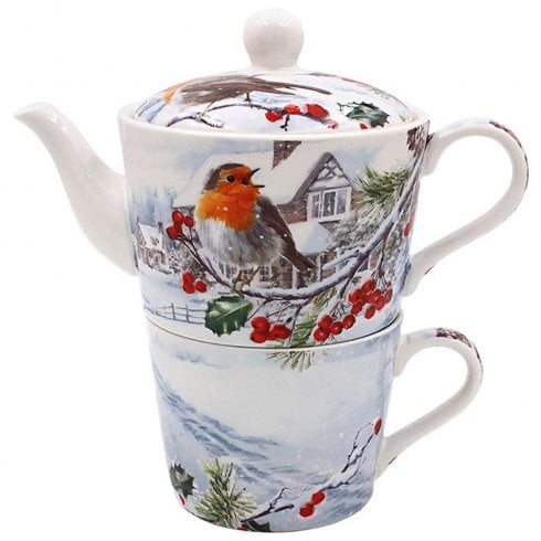 Lesser & Pavey Christmas Robins Tea for One