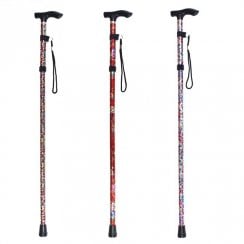 Folding Walking Stick - One of 3 Assorted Colours