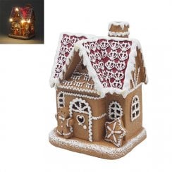 Gingerbread LED House with Red Roof