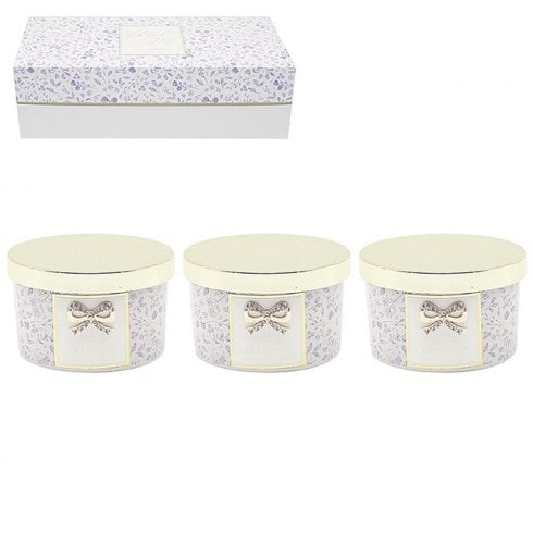 Lesser & Pavey Hearts Design Candle Set of 3 - Thank You Purple