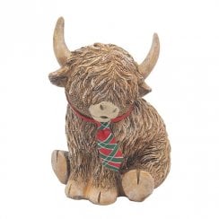 Highland Cow Ornament with Tartan Tie