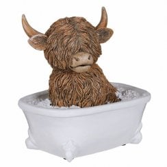 Highland Cow Soaking in Bathtub Ornament