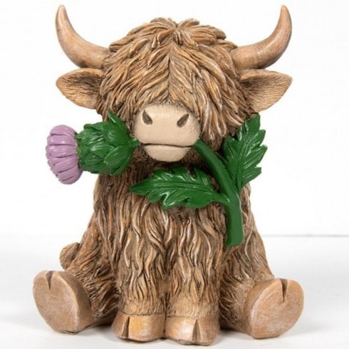Lesser & Pavey Highland Cow with Thistle Ornament