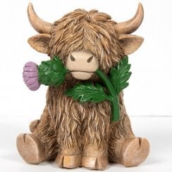 Highland Cow with Thistle Ornament