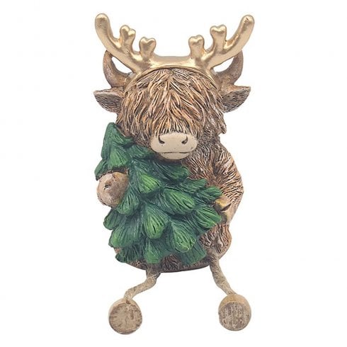 Lesser & Pavey Highland Cow with Tree Figurine