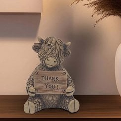 Hughie Highland Cow Ornament - 'Thank You'