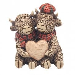 Hughie Highland Cows Tartan with Heart