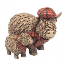 Hughie Highland Tartan Cow and Calf Ornament