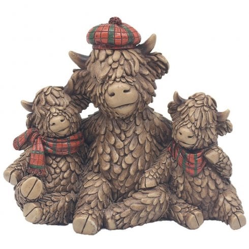 Lesser & Pavey Hughie Tartan Highland Cows Ornament