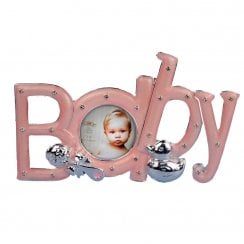 Pink "Baby" Word Enamel Photo Frame