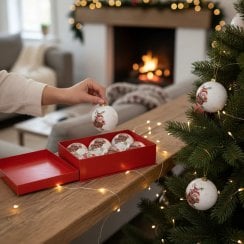 Xmas Bug Art Santa Baubles Set Of 6