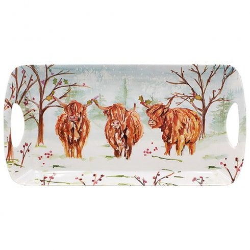 Lesser & Pavey Xmas Highland Cow Medium Snack Tray