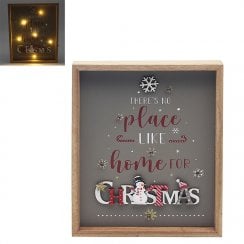 Xmas Wooden Framed Plaque With LED Lights