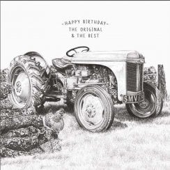 Life In Pencil Birthday Card - Tractor Original And The Best 