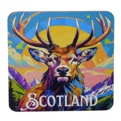 Colourful Scotland Stag Coaster
