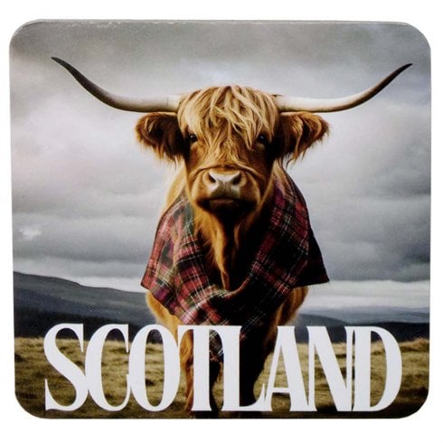MacTartan Gift Co Tartan Shawl Highland Cow Coaster