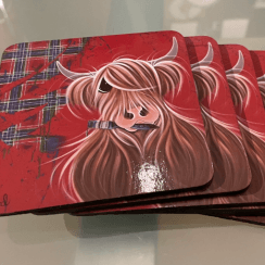 McMoo Tartan Paint Coaster Set Of 6