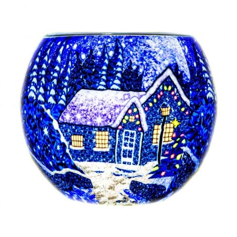 Milford Collection Winter Wonderland Tealight Holder Light Glass