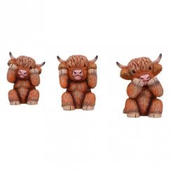 Three Wise Highland Cows - 9.6cm