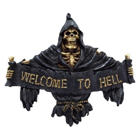 Nemesis Now Welcome To Hell Grim Reaper Hanging Sign
