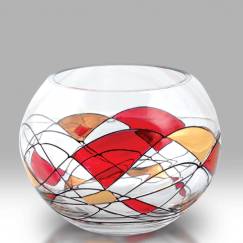 Nobile Glassware 13cm Ruby Mosaic Glass Rose Bowl