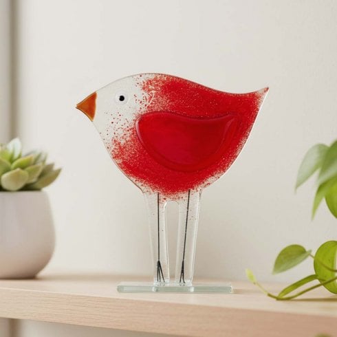 Nobile Glassware 15cm Red Rosso Glass Bird Ornament
