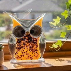 22cm Brown Glass Owl Ornament