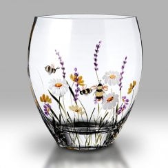 Bees & Blooms 21cm Curved Glass Vase