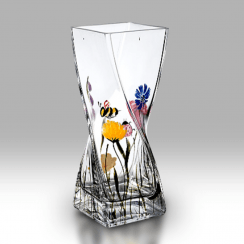 Bees & Ladybird 20cm Twist Glass Vase