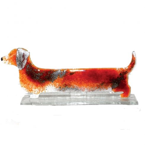 Nobile Glassware Brown Glass Sausage Dog Ornament