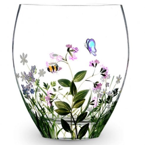 Nobile Glassware Butterfly & Bee 21cm Curved Vase