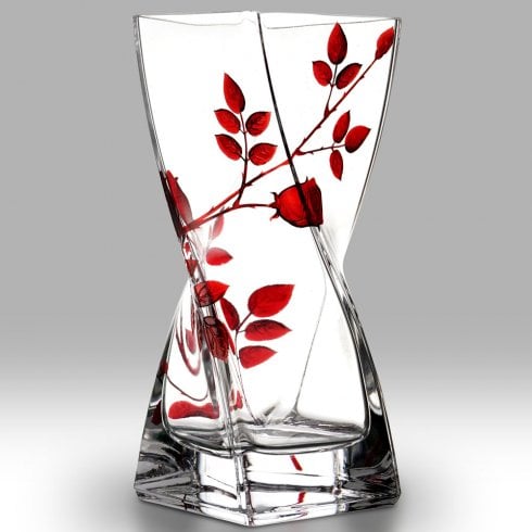 Nobile Glassware Forever Rose Ruby 20cm Twist Vase