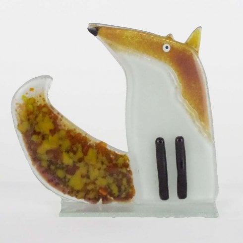 Nobile Glassware Fused Burnt Orange Fox Glass Ornament