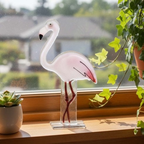 Nobile Glassware Fused Glass Flamingo