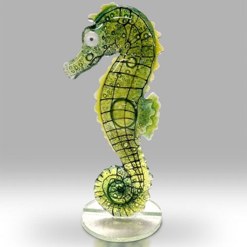 Nobile Glassware Fused Glass Green Seahorse