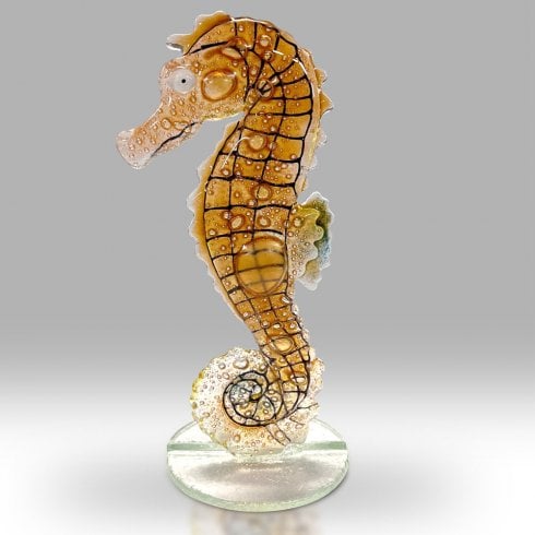 Nobile Glassware Fused Glass Orange Seahorse