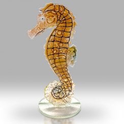 Nobile Glassware Fused Glass Orange Seahorse