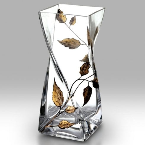 Nobile Glassware Gold Leaf 20cm Twist Vase