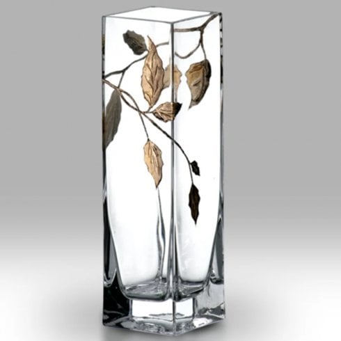 Nobile Glassware Gold Leaf 21cm Square Bud Vase