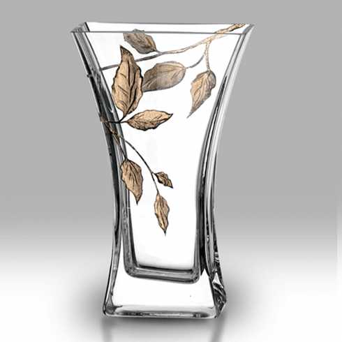 Nobile Glassware Gold Leaf 23cm Flared Glass Vase